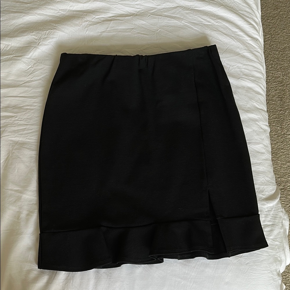 Black Ruffle Hem Skirt